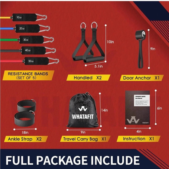 NIB WHATAFIT Resistance Bands - Picture 2 of 10